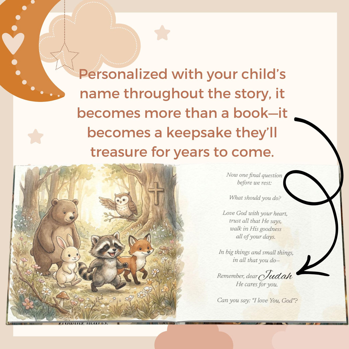 Personalized Christian Baby Book with Name, Baptism Gift for Boy or Girl, Baby Dedication Gift, Christening Gift from Godparents