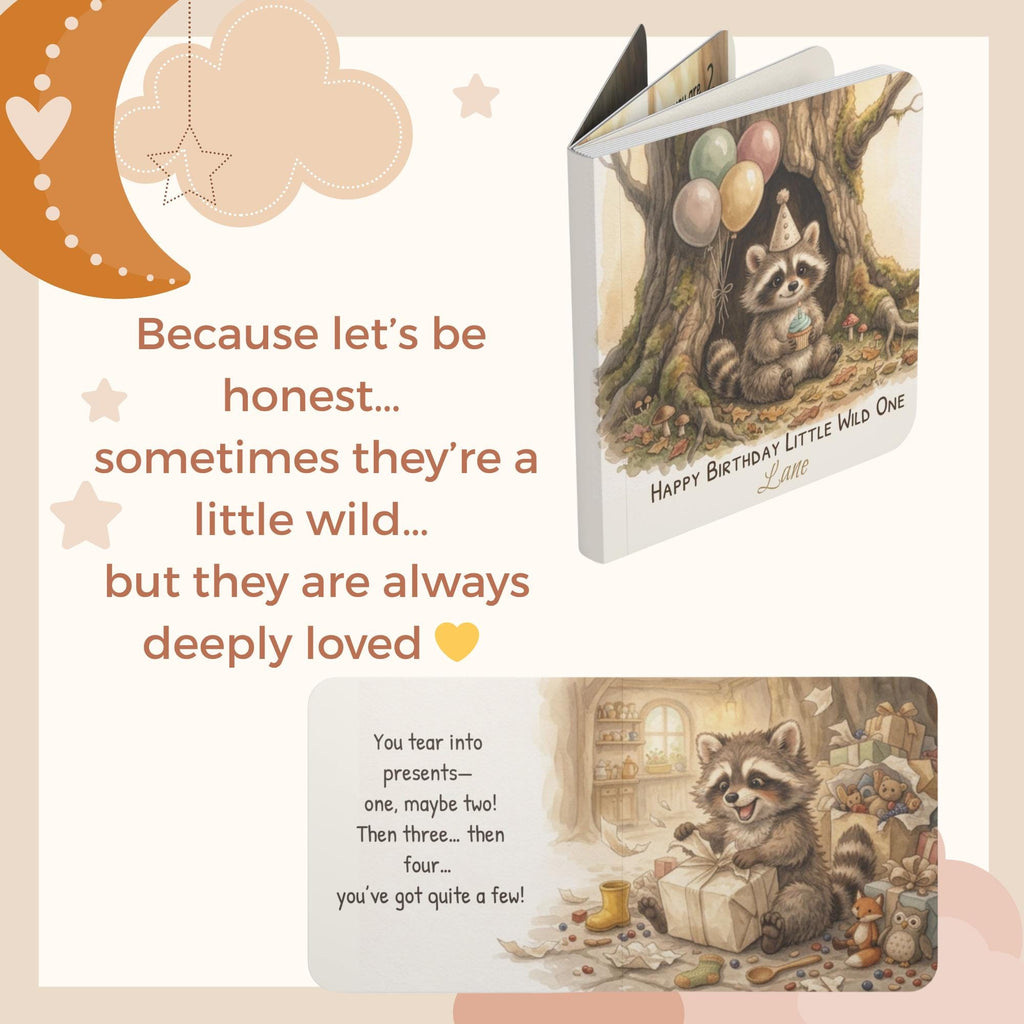 Personalized Birthday Book for Kids, Custom Book with Name, Toddler Story, First Birthday Gift, Raccoon Book, 1st, 2nd,3rd Birthday Keepsake