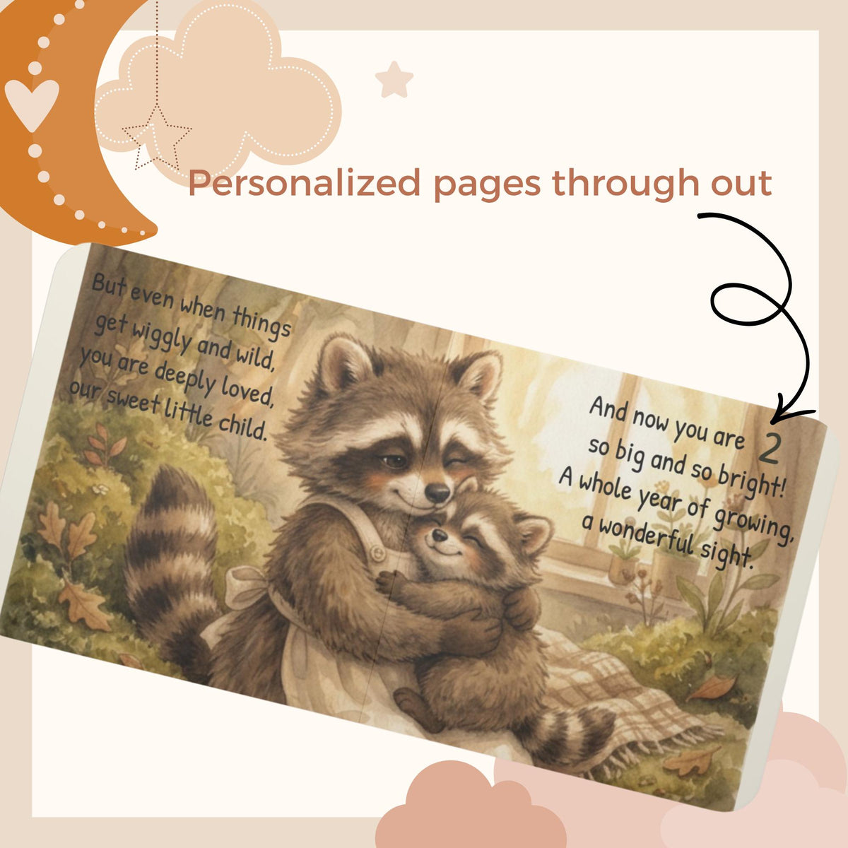 Personalized Birthday Book for Kids, Custom Book with Name, Toddler Story, First Birthday Gift, Raccoon Book, 1st, 2nd,3rd Birthday Keepsake