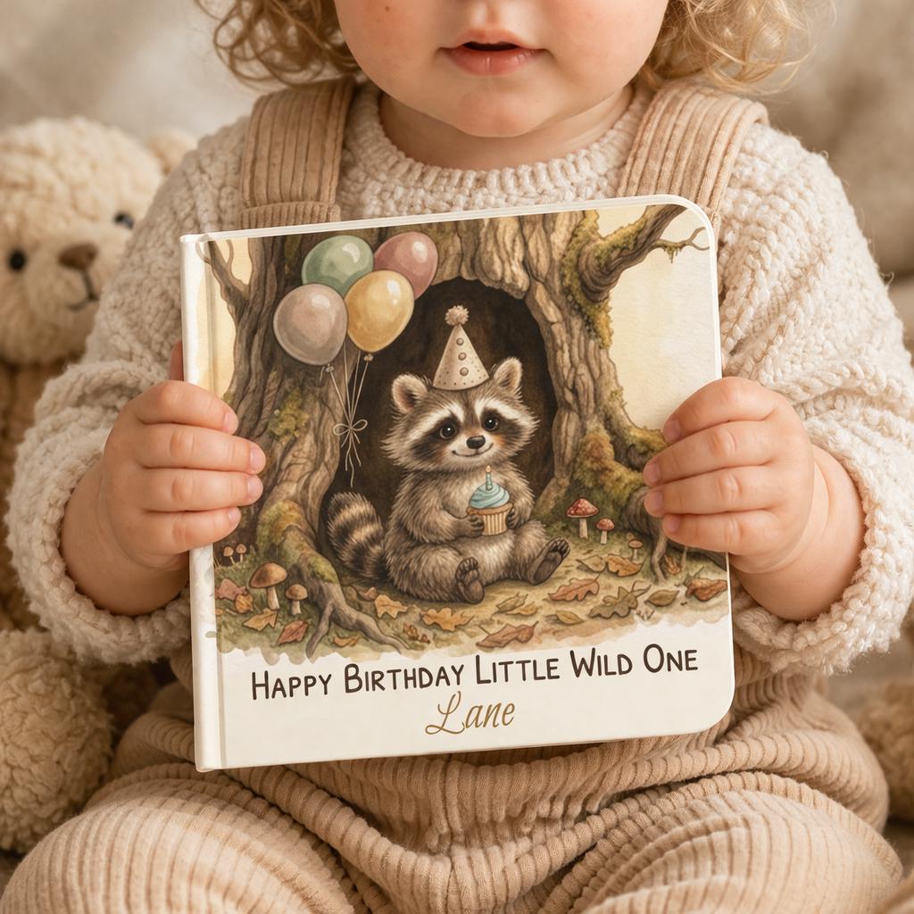 Personalized Birthday Book for Kids, Custom Book with Name, Toddler Story, First Birthday Gift, Raccoon Book, 1st, 2nd,3rd Birthday Keepsake