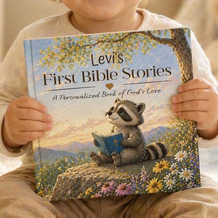 Personalized Baby Bible Story Book, Custom Name Christian Children's Book, Baptism Dedication Gift, First Bible Stories for Kids