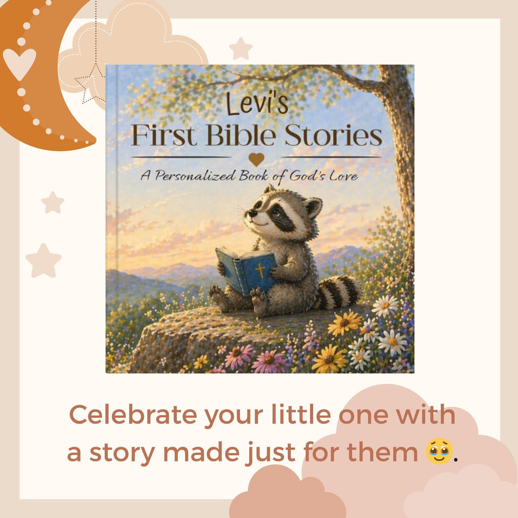 Personalized Baby Bible Story Book, Custom Name Christian Children's Book, Baptism Dedication Gift, First Bible Stories for Kids