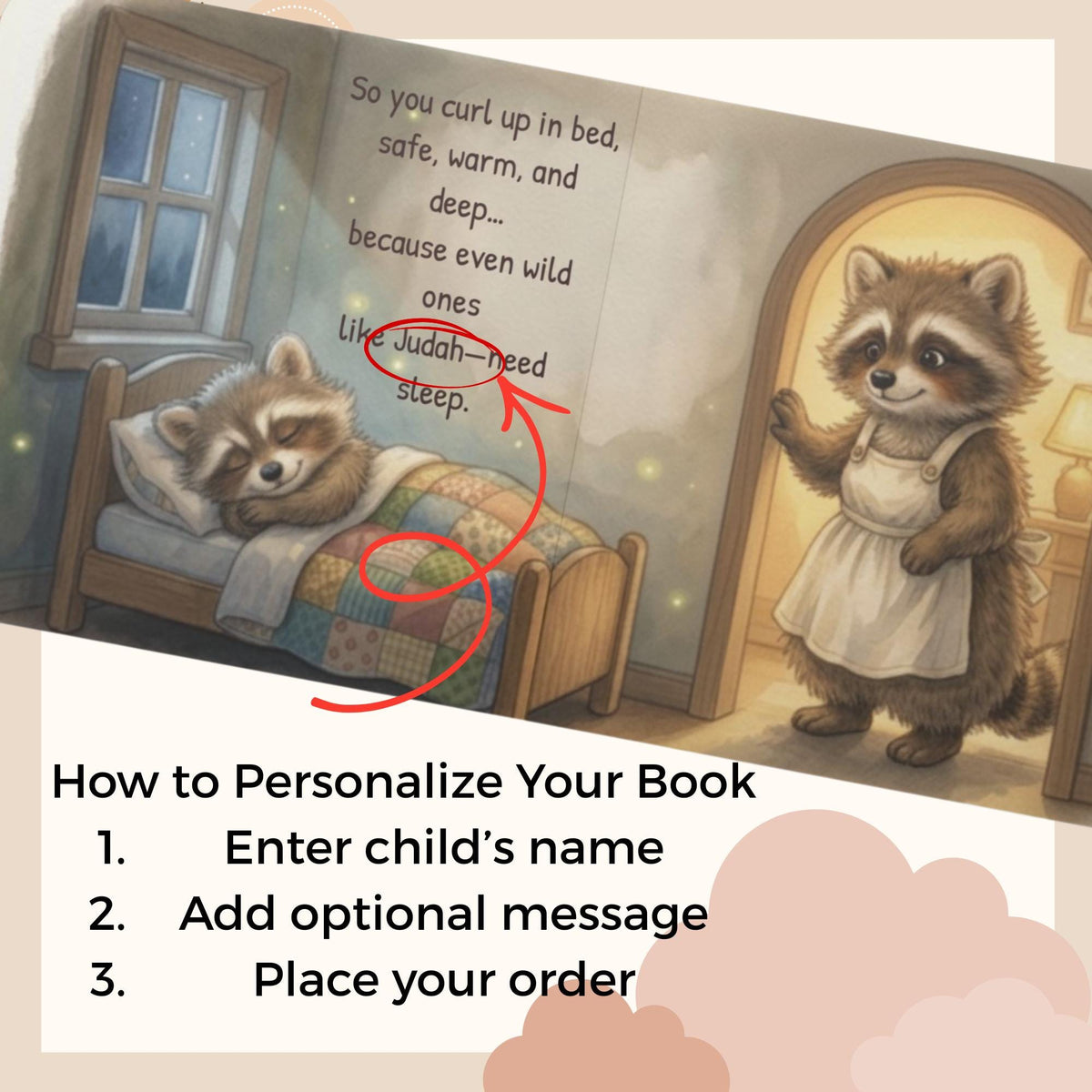 Custom Name Bedtime Story Personalized Baby Book Toddler Reading Gift First Birthday Present Child Sleep Tale Nighttime Routine Book Preschool Keepsake Infant Goodnight Story Rhyming Book Custom Baby Name Personalized Toddler Gift Wild Ones