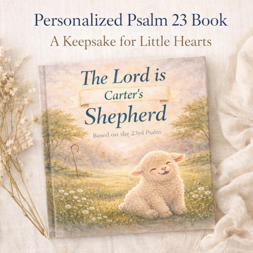 Personalized Baby Book, Psalm 23 Watercolor Storybook, Baptism Gift for Boy or Girl, Cristian Bedtime Book, Gift for Godson or Goddaughter