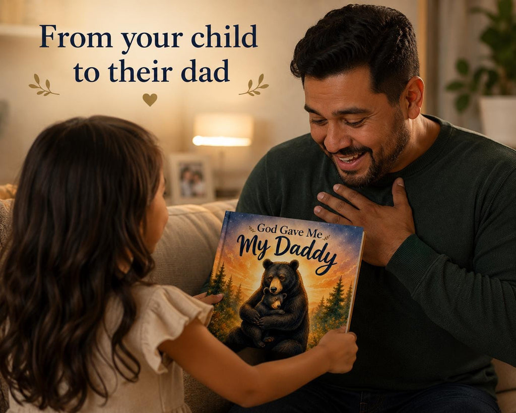 Personalized Fathers Day Gift for First Time Dad, from baby girl, boy, kids, Custom Christian Name Storybook