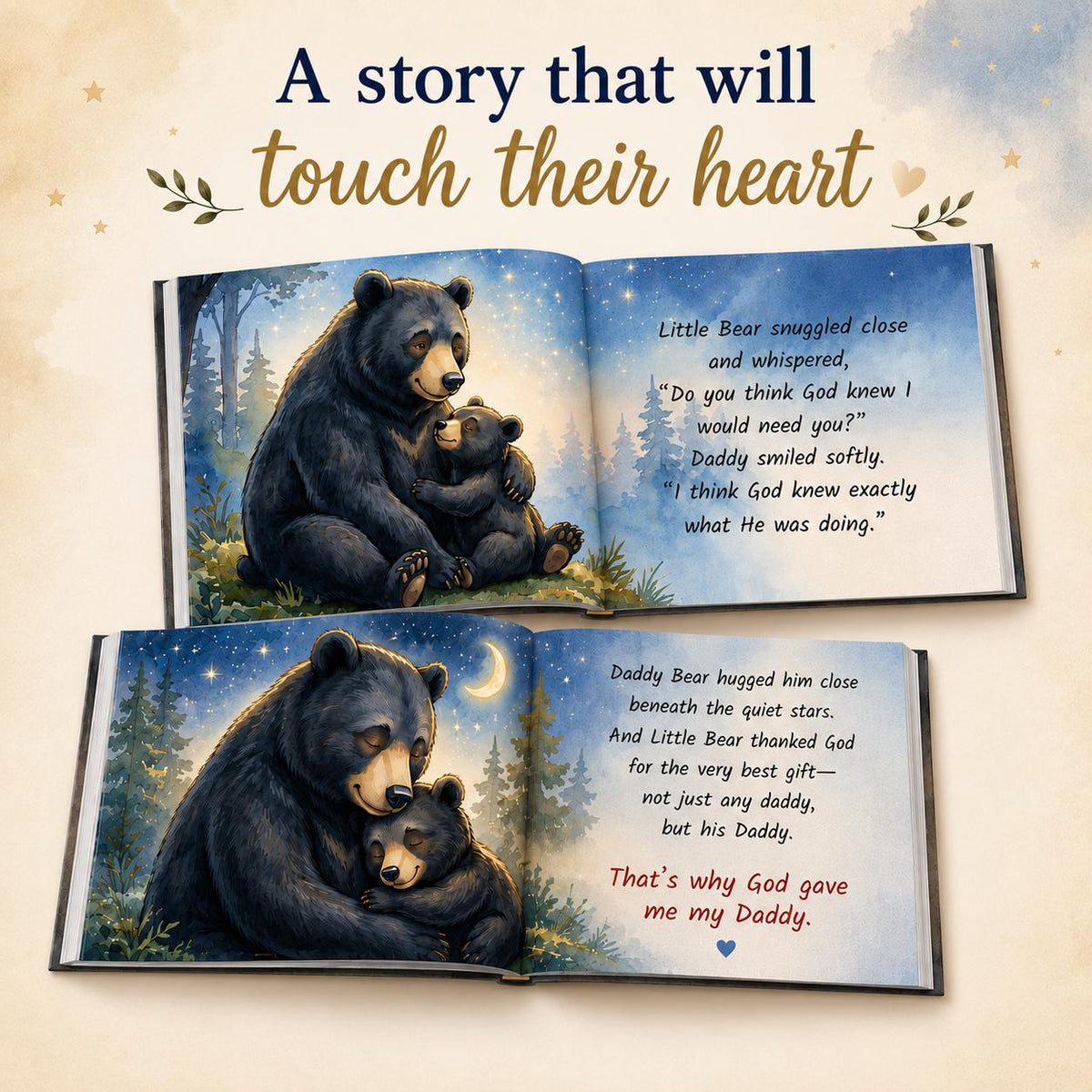 Personalized Fathers Day Gift for First Time Dad, from baby girl, boy, kids, Custom Christian Name Storybook