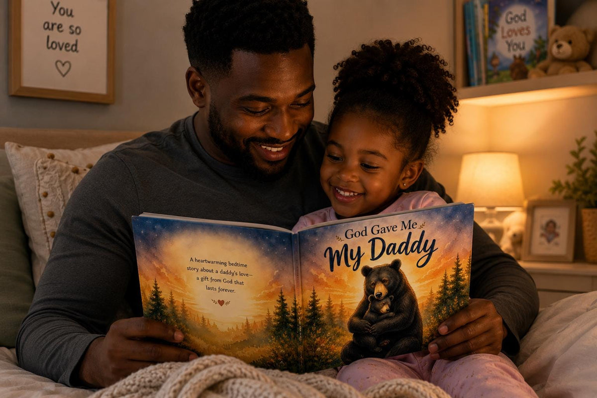 Personalized Fathers Day Gift for First Time Dad, from baby girl, boy, kids, Custom Christian Name Storybook