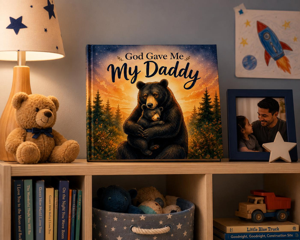 Personalized Fathers Day Gift for First Time Dad, from baby girl, boy, kids, Custom Christian Name Storybook