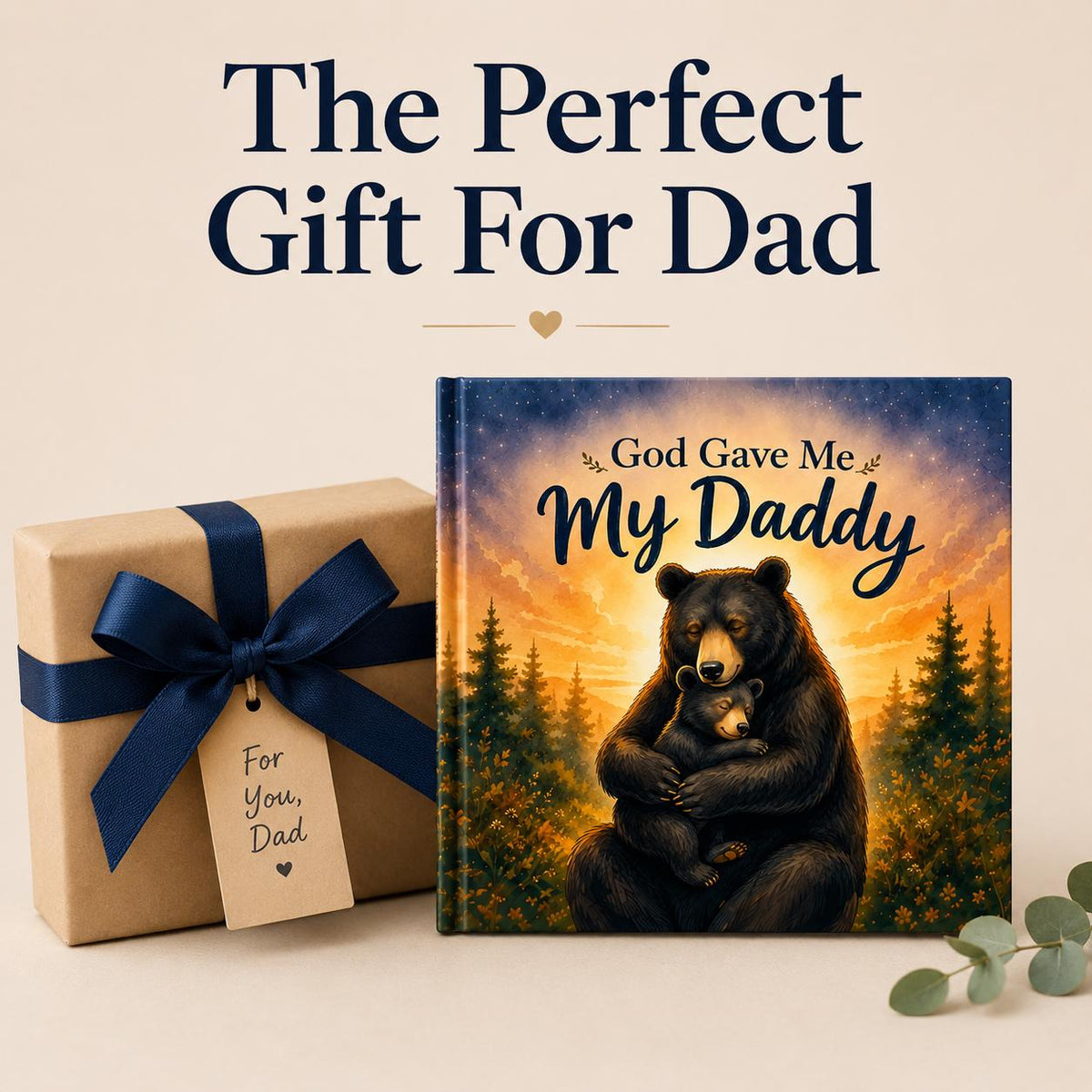Personalized Fathers Day Gift for First Time Dad, from baby girl, boy, kids, Custom Christian Name Storybook