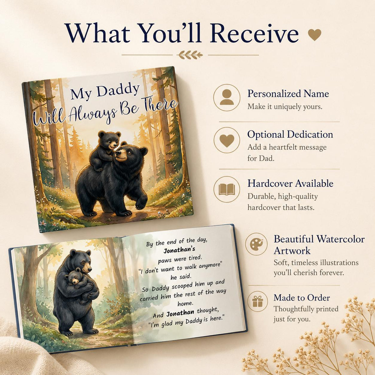 My Daddy Will Always Be There, Personalized Daddy Book, Father & Child Keepsake Gift, Custom Storybook for Dad