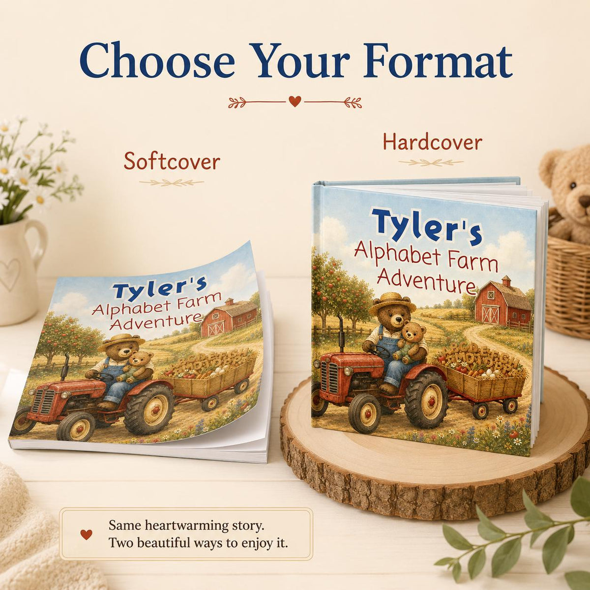 Personalized Alphabet Farm Book for Toddlers, Custom Name ABC Story Book, Baby Keepsake, First Birthday Gift for Boy or Girl