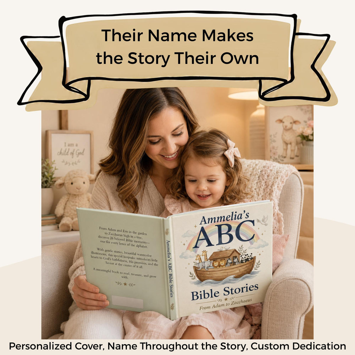 Personalized Bible ABC Book, Christian Alphabet Book with Child's Name, Baptism Gift