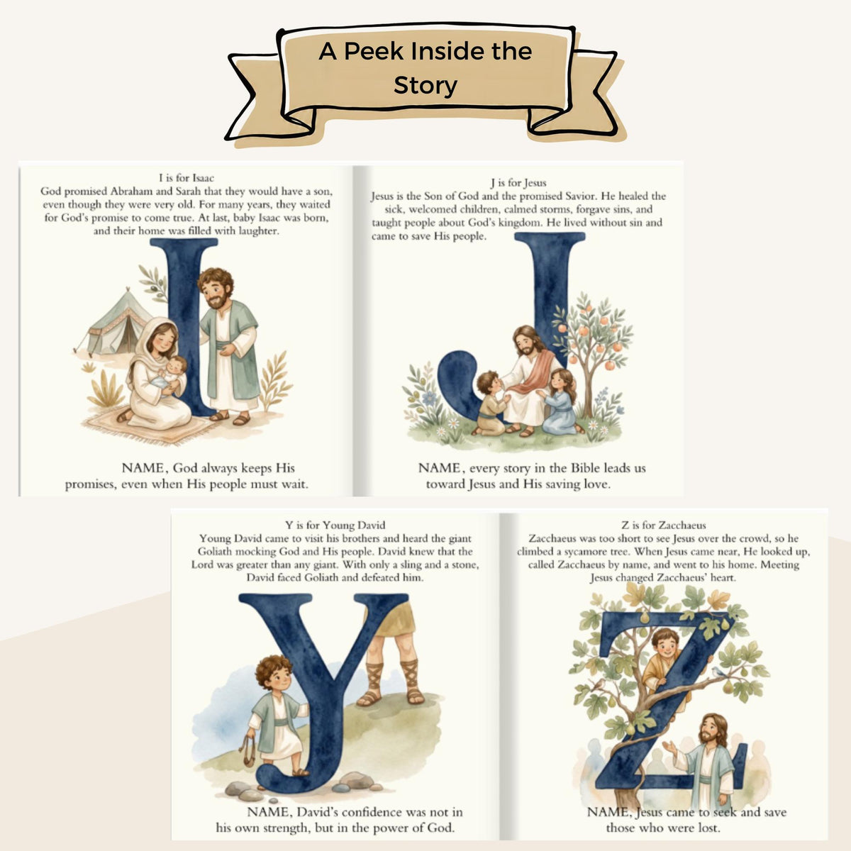Personalized Bible ABC Book, Christian Alphabet Book with Child's Name, Baptism Gift