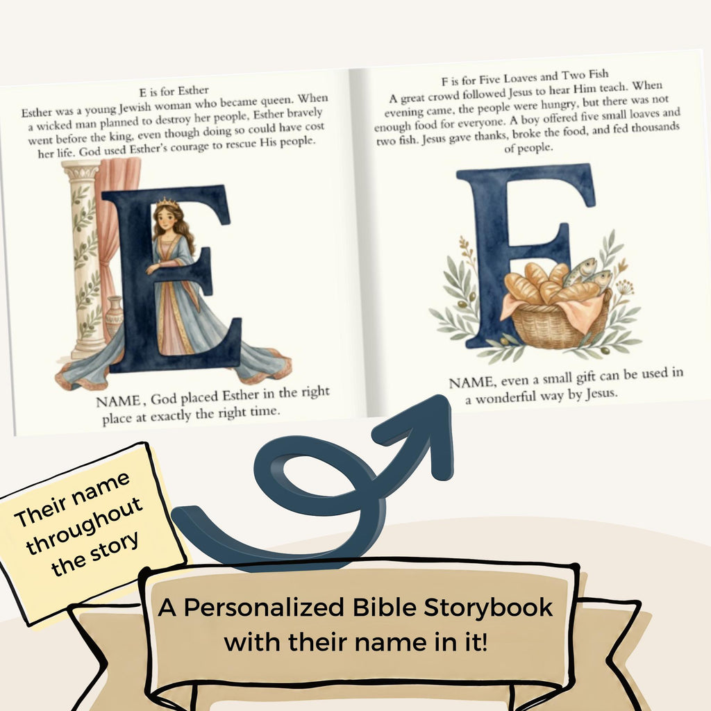 Personalized Bible ABC Book, Christian Alphabet Book with Child's Name, Baptism Gift