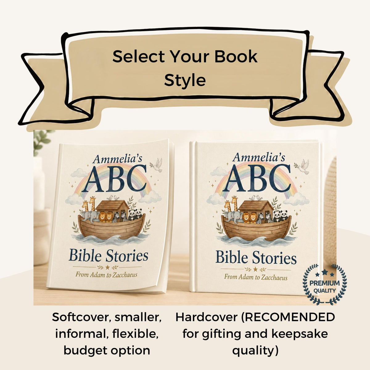 Personalized Bible ABC Book, Christian Alphabet Book with Child's Name, Baptism Gift