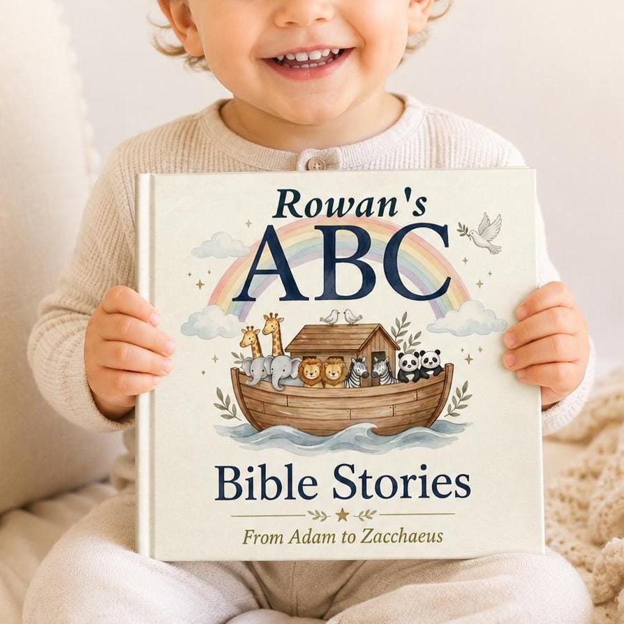 Personalized Bible ABC Book, Christian Alphabet Book with Child's Name, Baptism Gift
