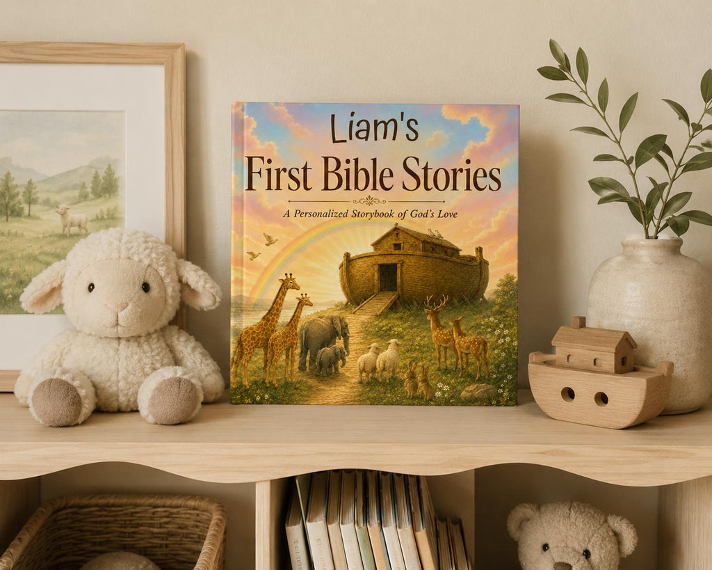 Personalized Baby Book with Name,  First Bible Stories, Baptism Gift for Boys or Girls, Gift for Godson or Goddaughter