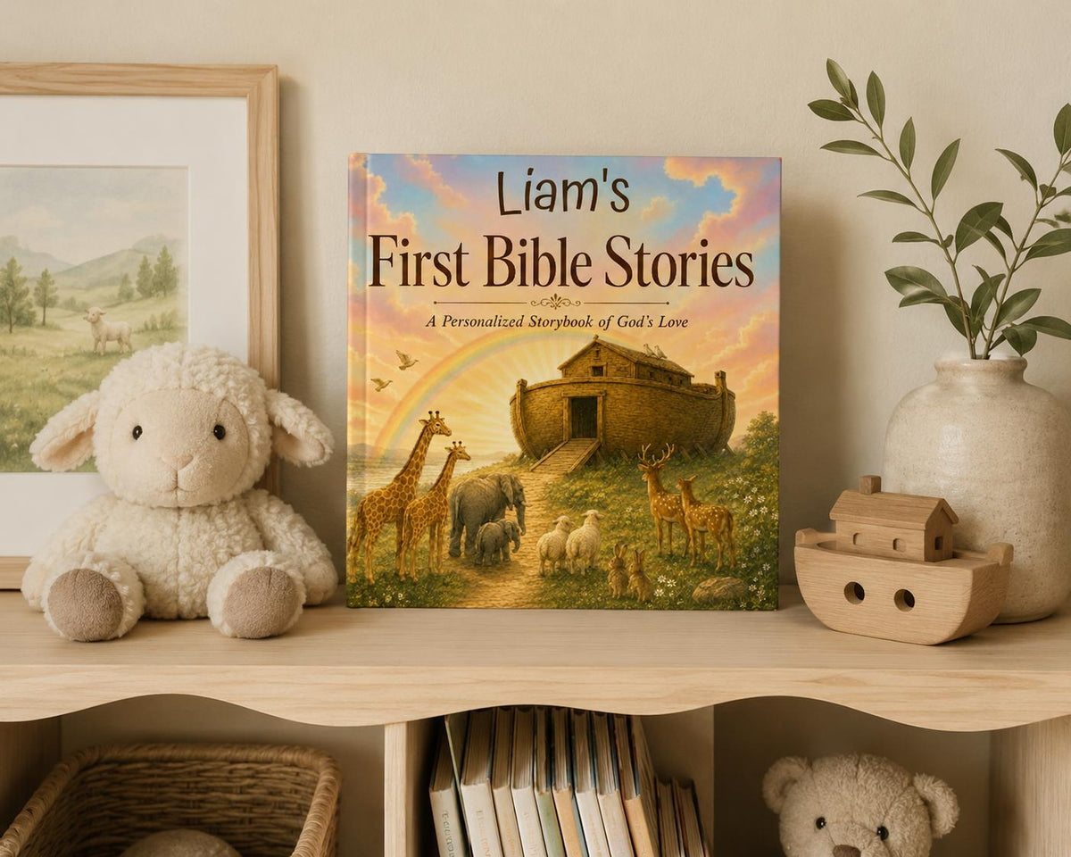 Personalized Baby Book with Name,  First Bible Stories, Baptism Gift for Boys or Girls, Gift for Godson or Goddaughter