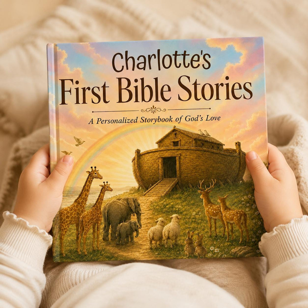 Personalized Baby Book with Name,  First Bible Stories, Baptism Gift for Boys or Girls, Gift for Godson or Goddaughter