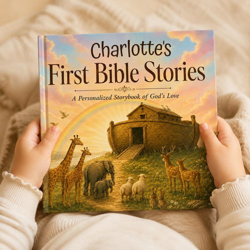 Personalized Baby Book with Name,  First Bible Stories, Baptism Gift for Boys or Girls, Gift for Godson or Goddaughter