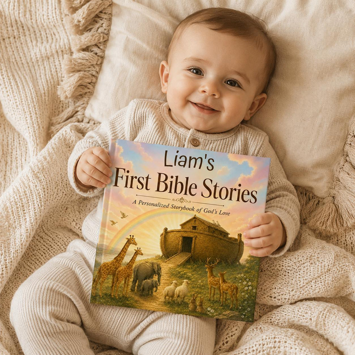 Personalized Baby Book with Name,  First Bible Stories, Baptism Gift for Boys or Girls, Gift for Godson or Goddaughter