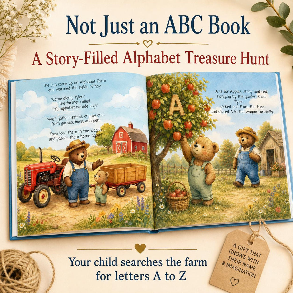 Personalized Alphabet Farm Book for Toddlers, Custom Name ABC Story Book, Baby Keepsake, First Birthday Gift for Boy or Girl
