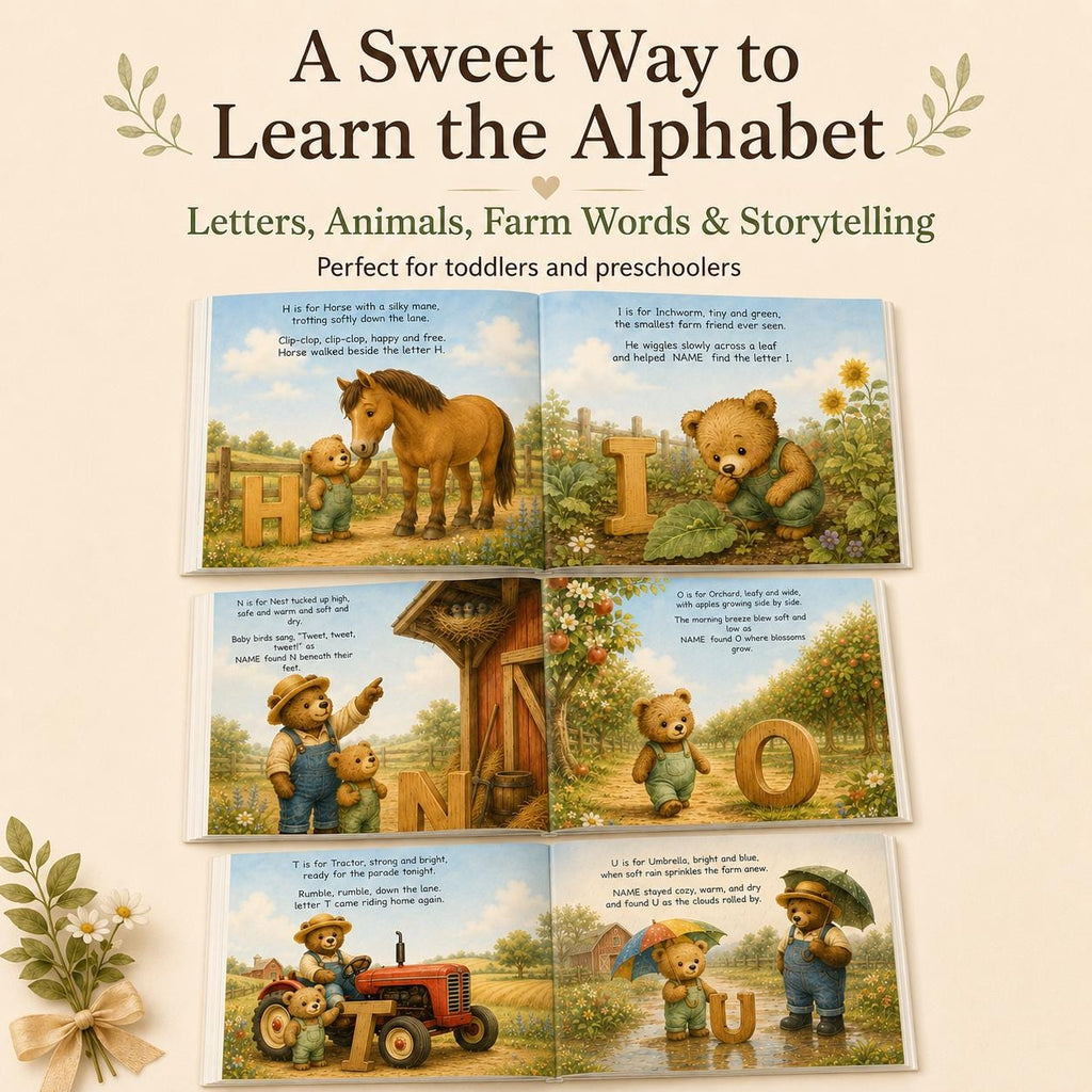 Personalized Alphabet Farm Book for Toddlers, Custom Name ABC Story Book, Baby Keepsake, First Birthday Gift for Boy or Girl