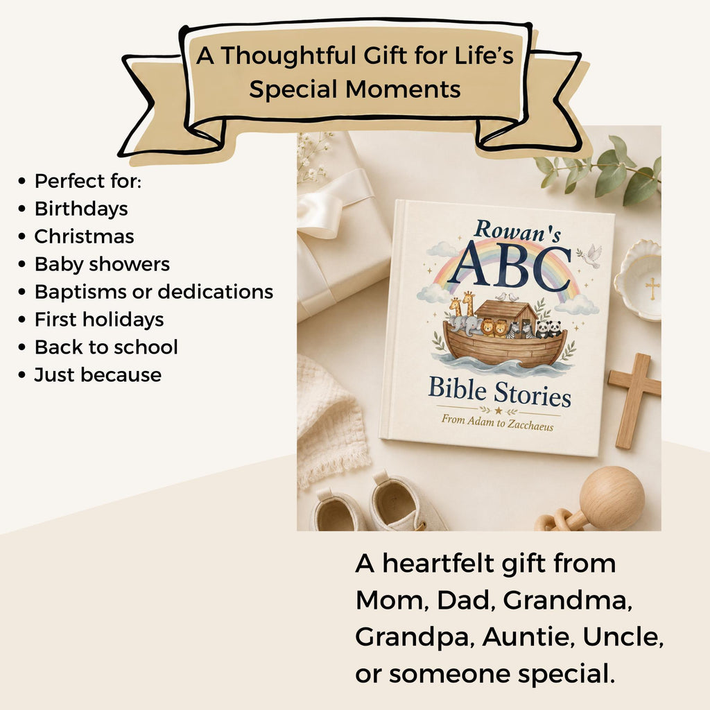 Personalized Bible ABC Book, Christian Alphabet Book with Child's Name, Baptism Gift