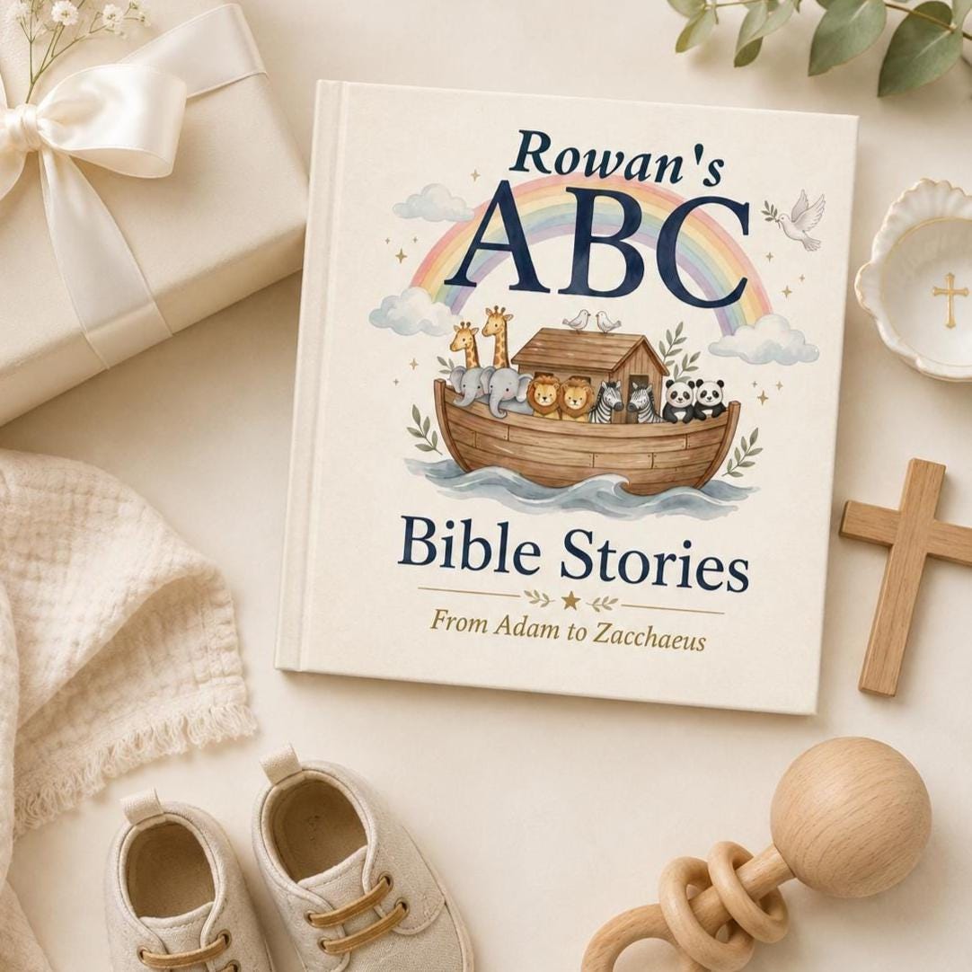 Personalized Bible ABC Book, Christian Alphabet Book with Child's Name, Baptism Gift