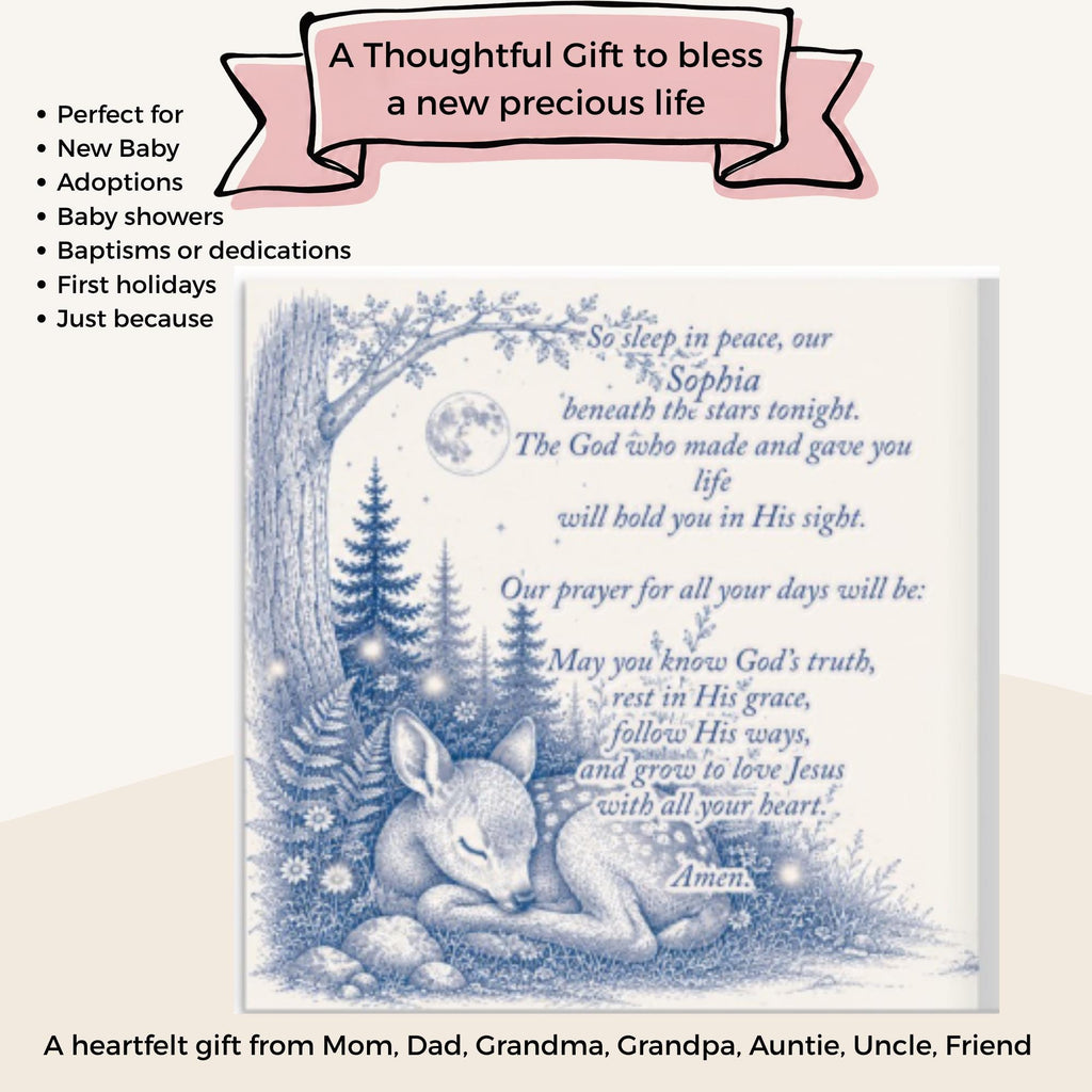 Godparent Gift Personalized Baptism Present Custom Baby Blessing Book Woodland Nursery Keepsake Christian Prayer Storybook Christening Memory Album Dedication Ceremony Treasure Godson Goddaughter Gift Religious Faith Keepsake Handdrawn