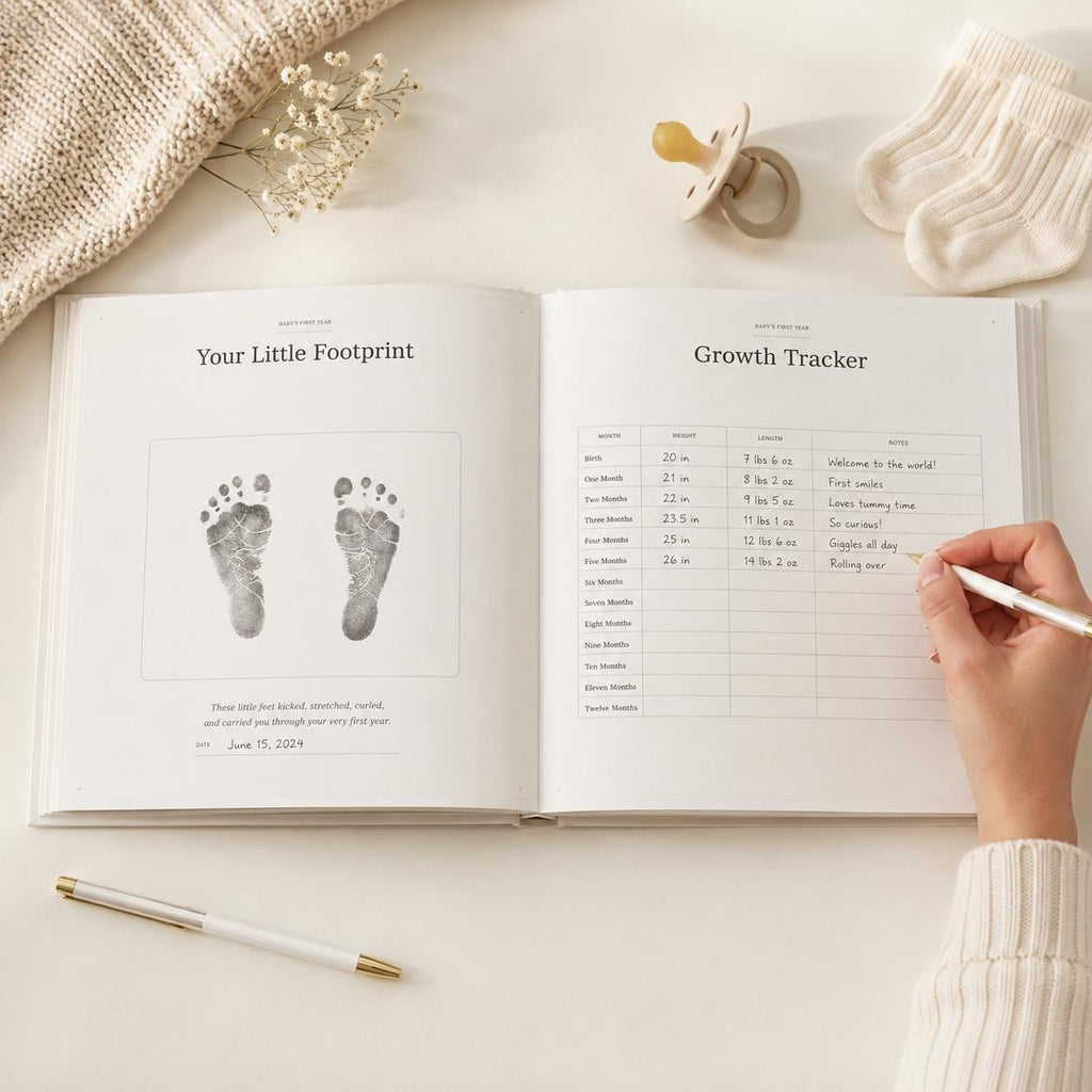 Personalized Baby Memory Book for First Year Milestones & Photos