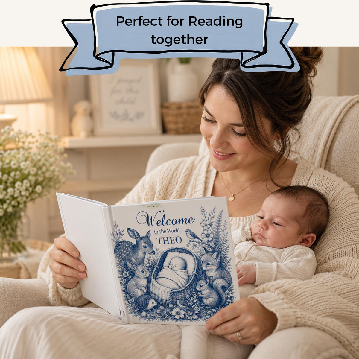Christian Baby Blessing Book Personalized Woodland Keepsake Baptism Gift Godparent Present Custom Prayer Storybook Christening Memory Album Dedication Ceremony Gift Godson Goddaughter Present Religious Faith Keepsake Handdrawn Nursery Theme