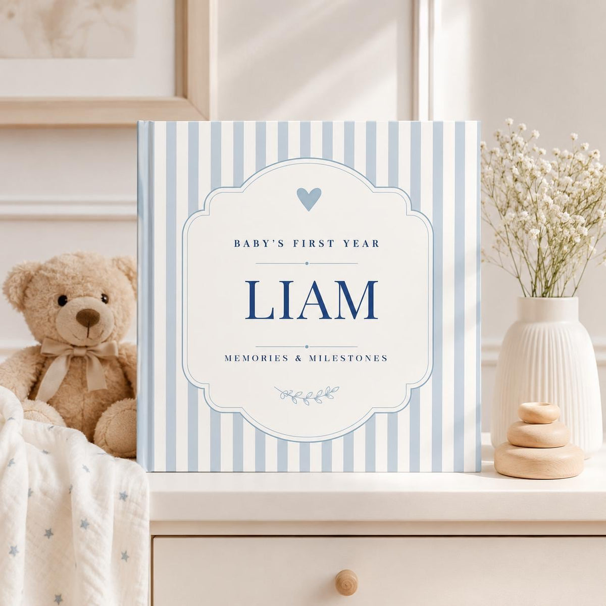 Personalized Baby Memory Book for First Year Milestones & Photos
