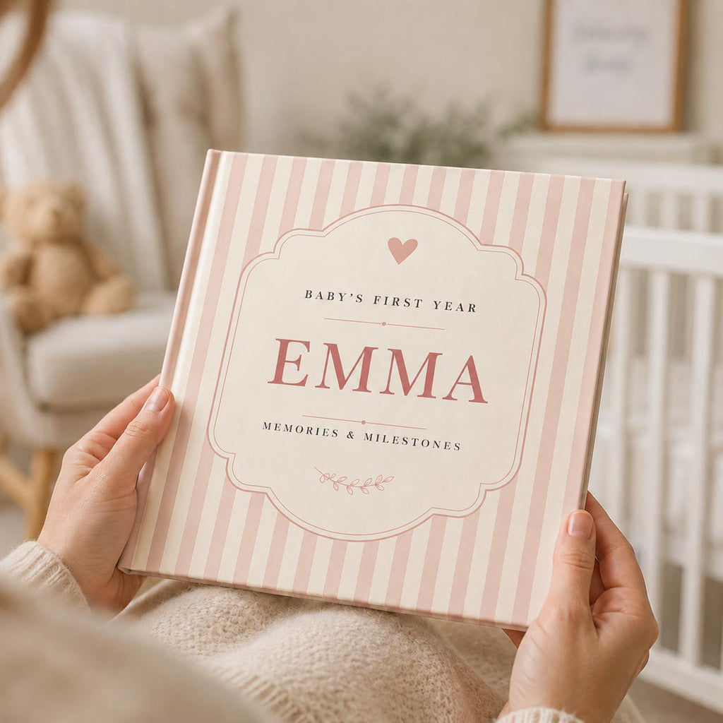 Personalized Baby Milestone First Year Book for New Baby and Baby Shower