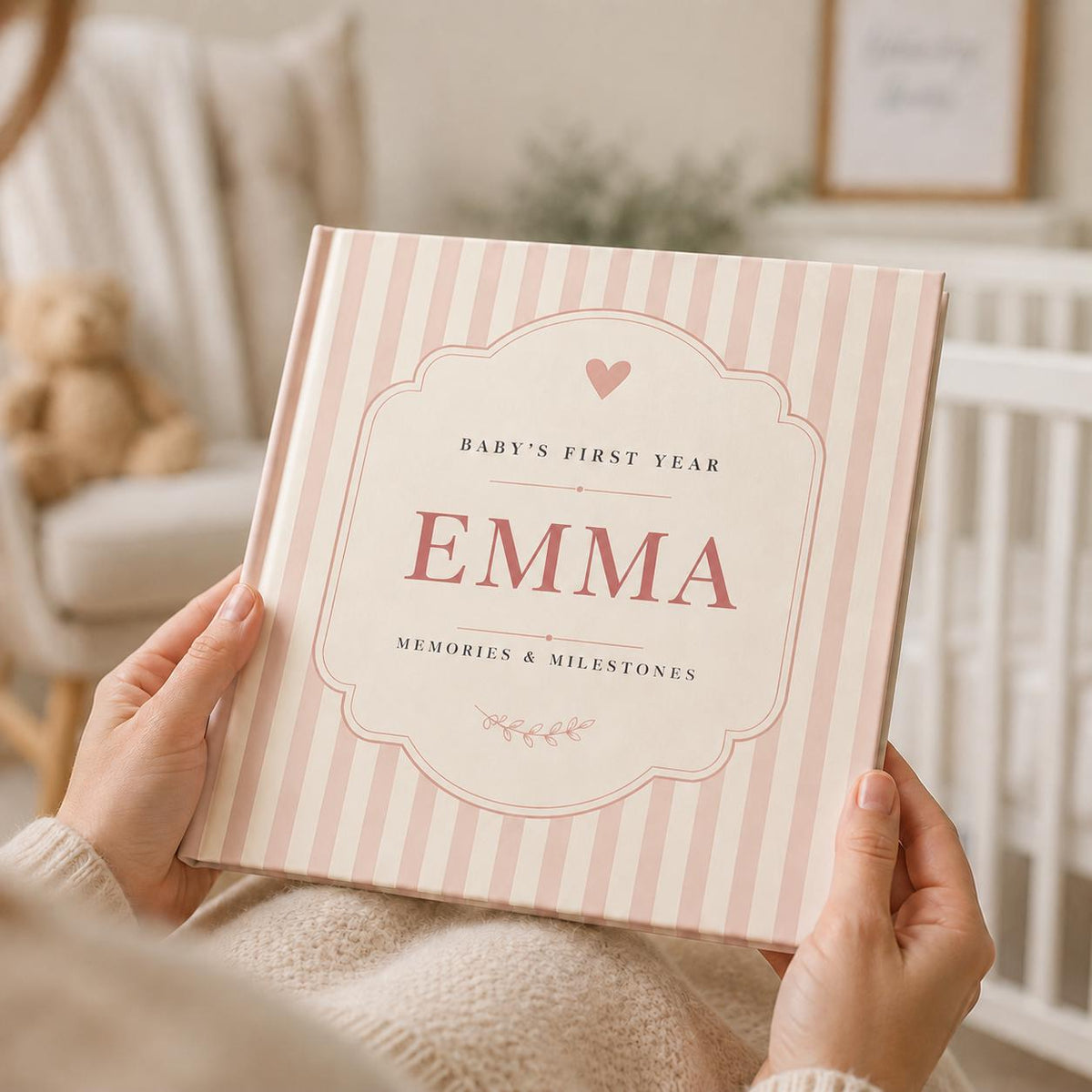 Personalized Baby Milestone First Year Book for New Baby and Baby Shower