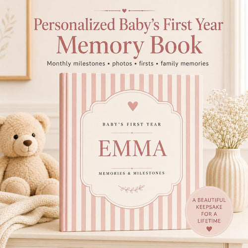 Custom Baby First Year Keepsake Book to Preserve First Year Memories and Milestones