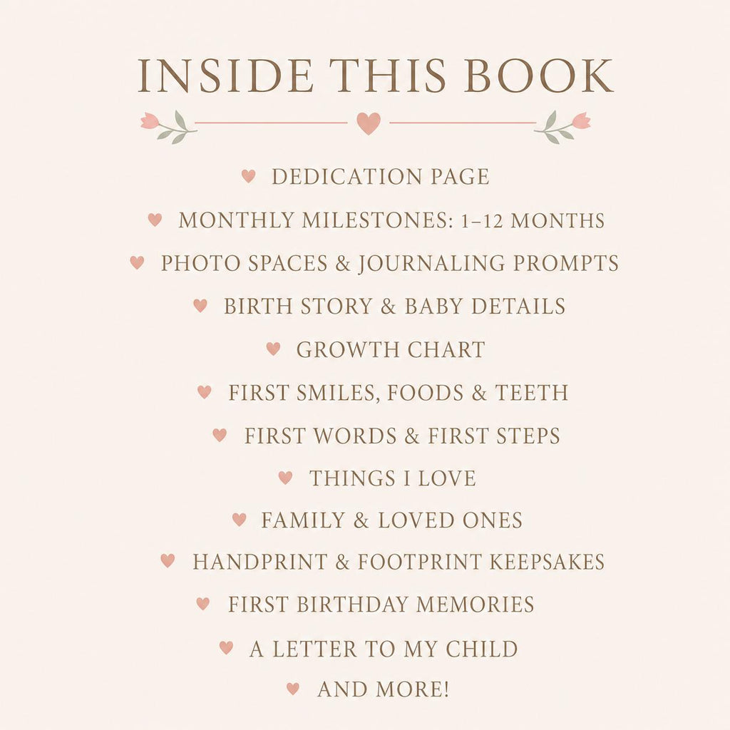 Personalized Baby Memory Book for First Year Milestones & Photos