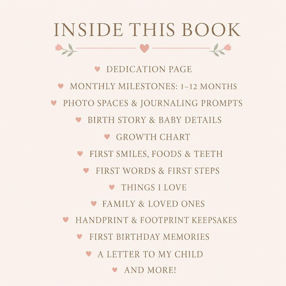 Personalized Baby Memory Book for First Year Milestones & Photos
