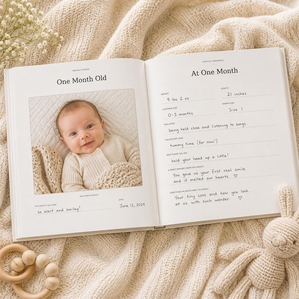 Personalized Baby Milestone First Year Book for New Baby and Baby Shower