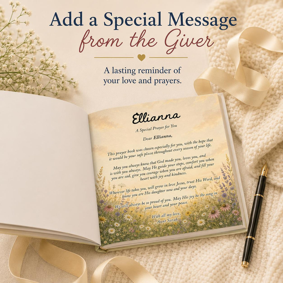 Personalized First Prayer Book for Kids, Christian Bedtime Prayers, Baptism Gift