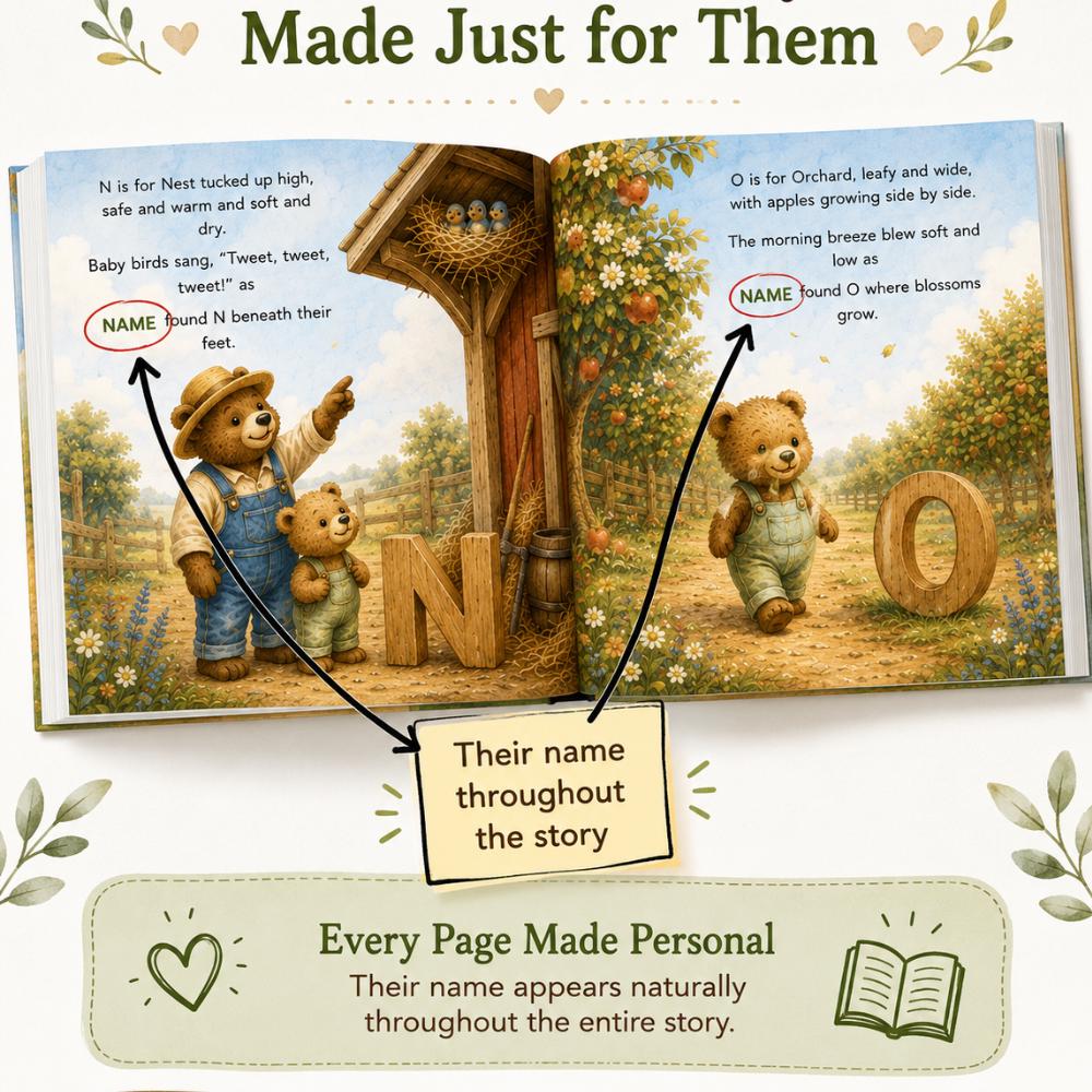 Personalized ABC Farm Adventure Book, Custom Name Story, Animal Book Kids, Toddler Birthday Gift, Personalized Storybook, Alphabet