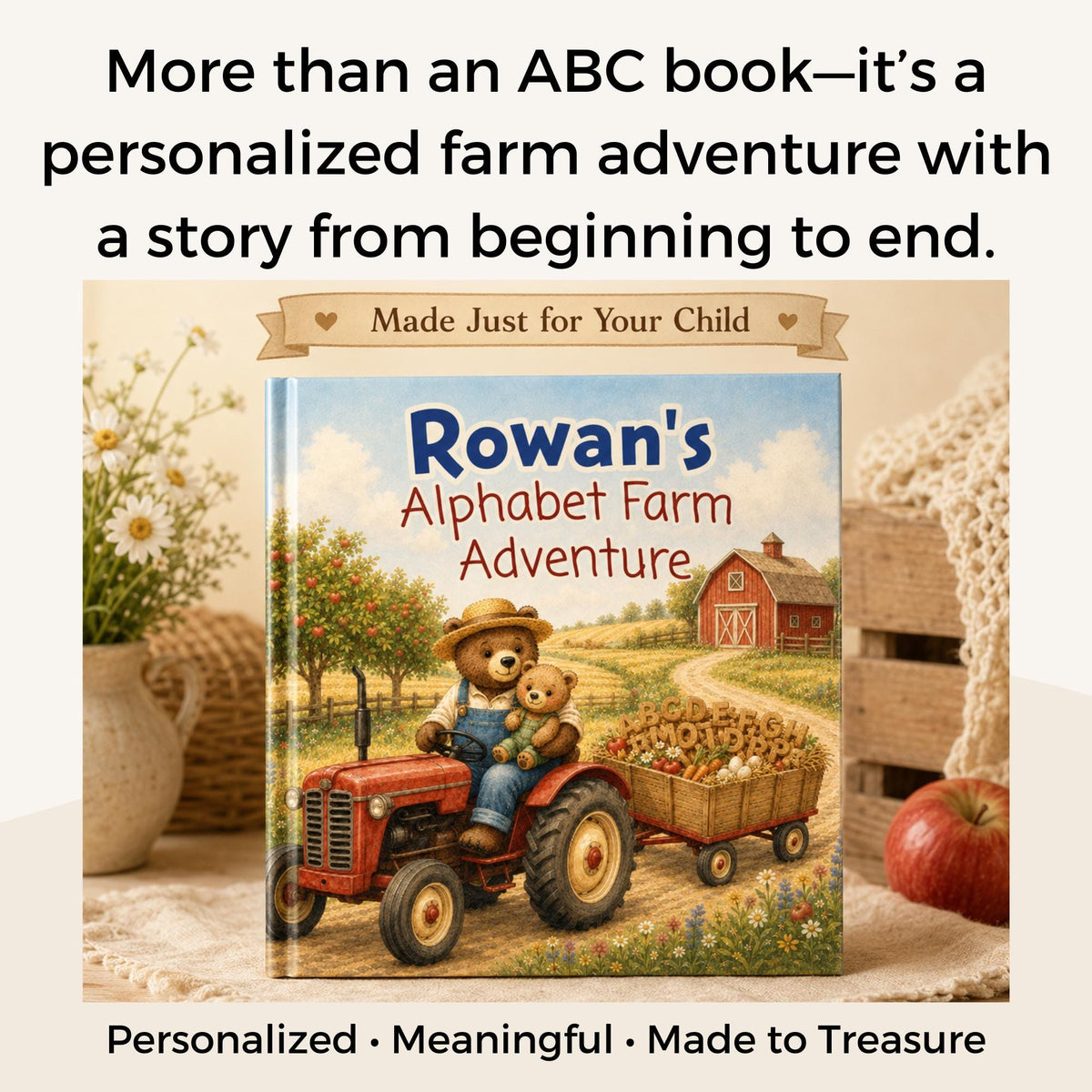 Personalized ABC Farm Adventure Book, Custom Name Story, Animal Book Kids, Toddler Birthday Gift, Personalized Storybook, Alphabet