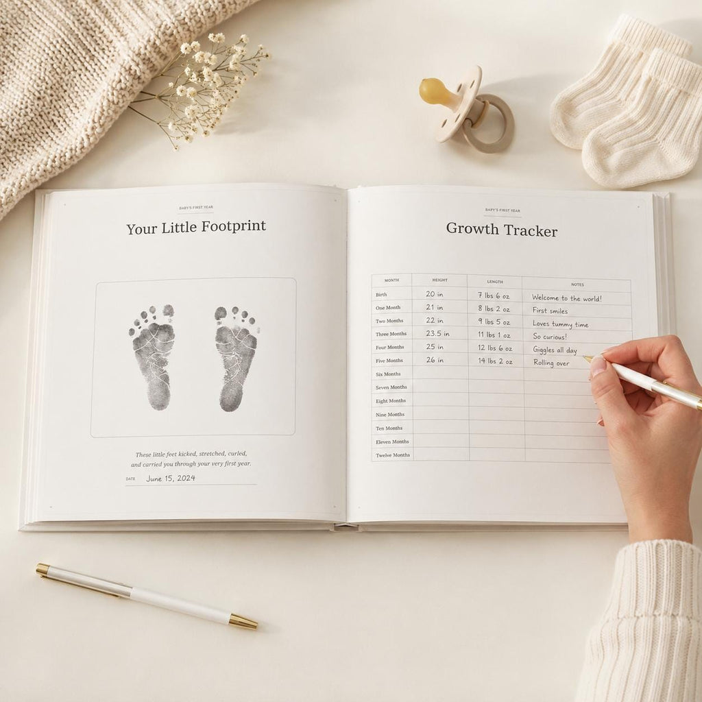 Baby Memory Book, Personalized Baby First Year Keepsake Book to Preserve First Year Photos Memories and Milestones Gingam Journal