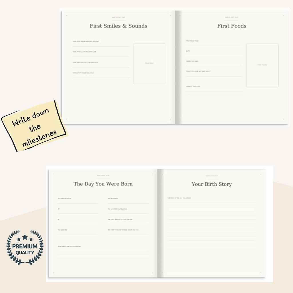 Baby Memory Book, Personalized Baby First Year Keepsake Book to Preserve First Year Photos Memories and Milestones Gingam Journal