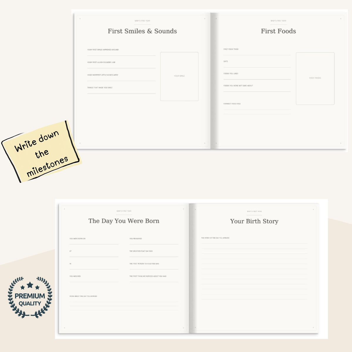 Baby Memory Book, Personalized Baby First Year Keepsake Book to Preserve First Year Photos Memories and Milestones Gingam Journal