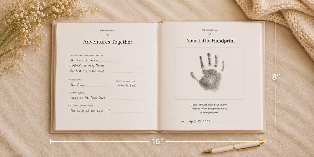 Baby Memory Book, Personalized Baby First Year Keepsake Book to Preserve First Year Photos Memories and Milestones Gingam Journal