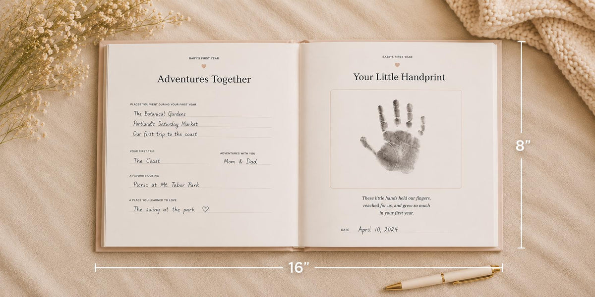 Baby Memory Book, Personalized Baby First Year Keepsake Book to Preserve First Year Photos Memories and Milestones Gingam Journal