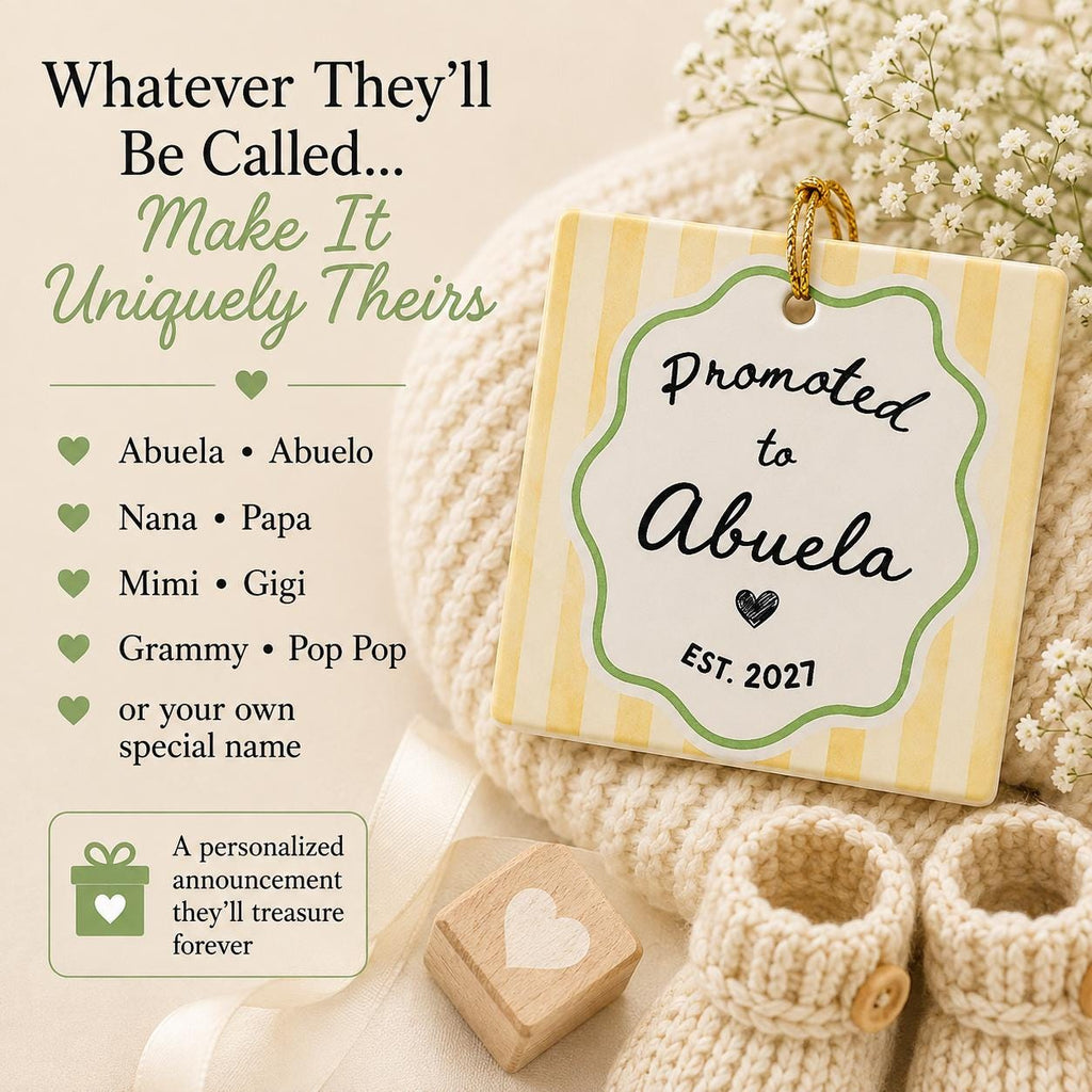 Promoted to Grandparents Ornament, Custom Grandma Grandpa Pregnancy Reveal Announcement, Personalized Expecting Baby Christmas Ornament 2026