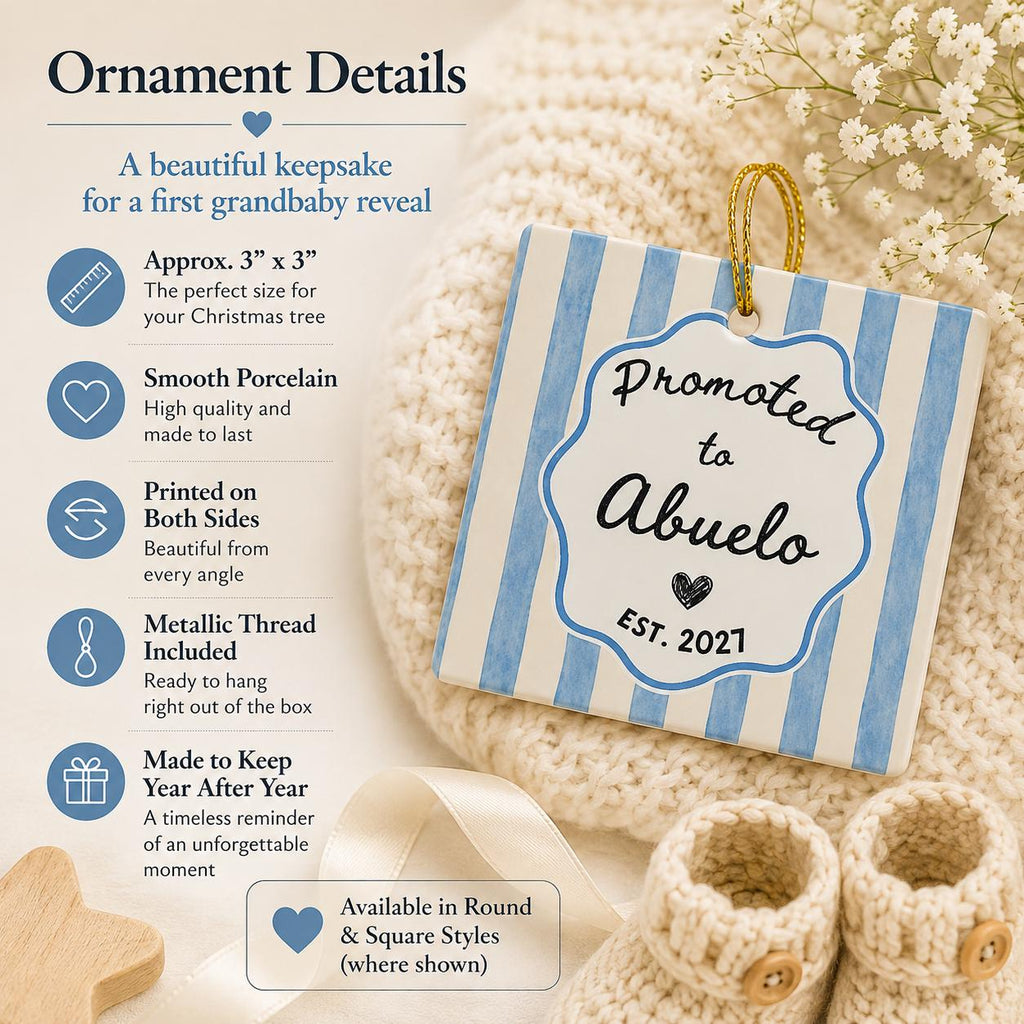 Promoted to Grandparents Ornament, Custom Grandma Grandpa Pregnancy Reveal Announcement, Personalized Expecting Baby Christmas Ornament 2026