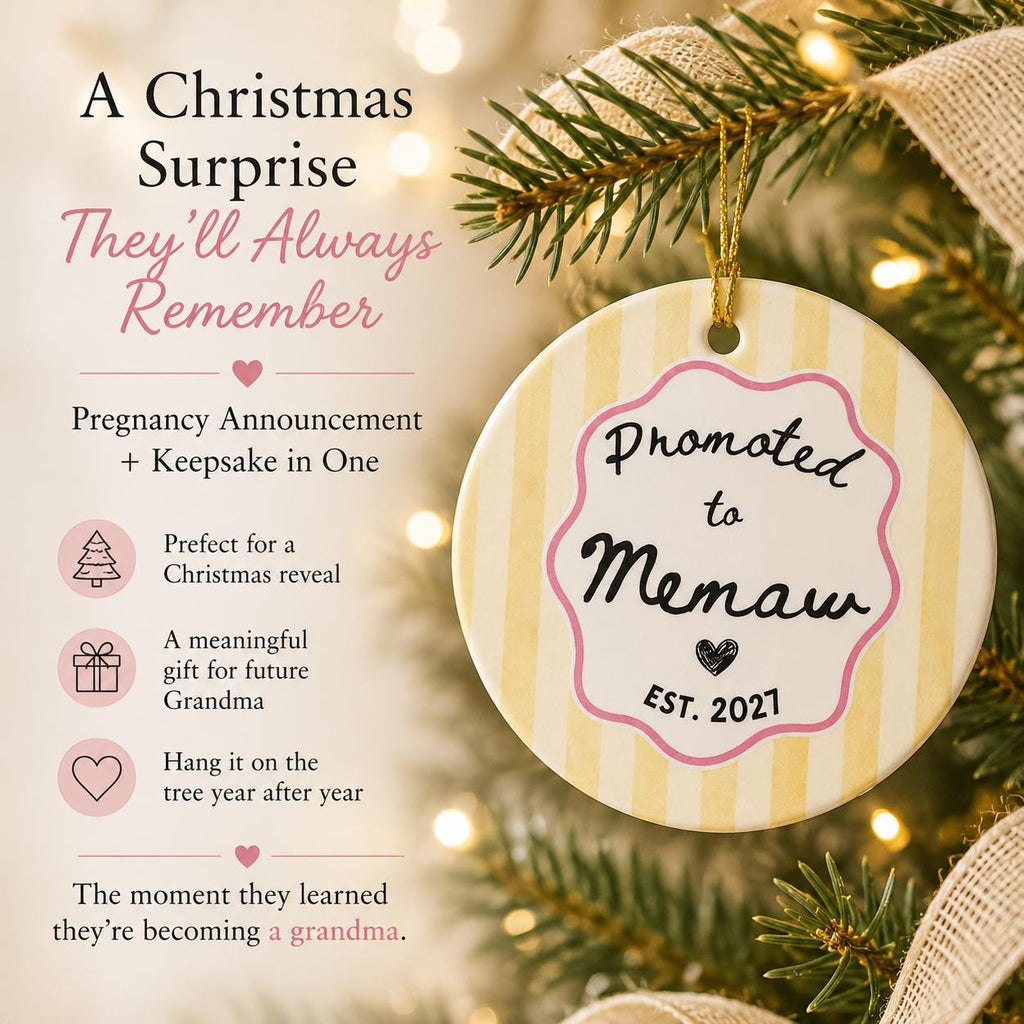 Promoted to Grandparents Ornament, Custom Grandma Grandpa Pregnancy Reveal Announcement, Personalized Expecting Baby Christmas Ornament 2026
